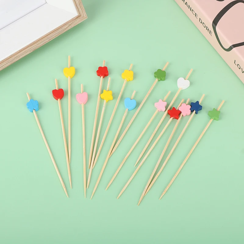 

50/100pcs Beads Food Christmas Picks Dessert Buffet Fruit Salad Fork Cake Muffin Party Vegetable Sticks Cocktail Toothpicks