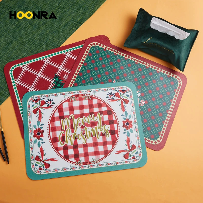 HOONRA Christmas Leather Table Mat Nordic Heat proof Placemat