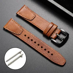 Premium Leather Watchband - Quick Release Strap - Rose gold buckle (Light brown)
