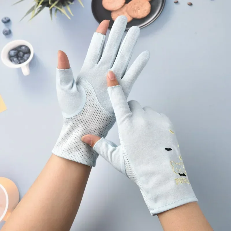 Ultra-Thin Elasticity Tulle Mesh Gloves Elegant Women Sexy Black Sunscreen Gloves Female Anti-UV Driving Car