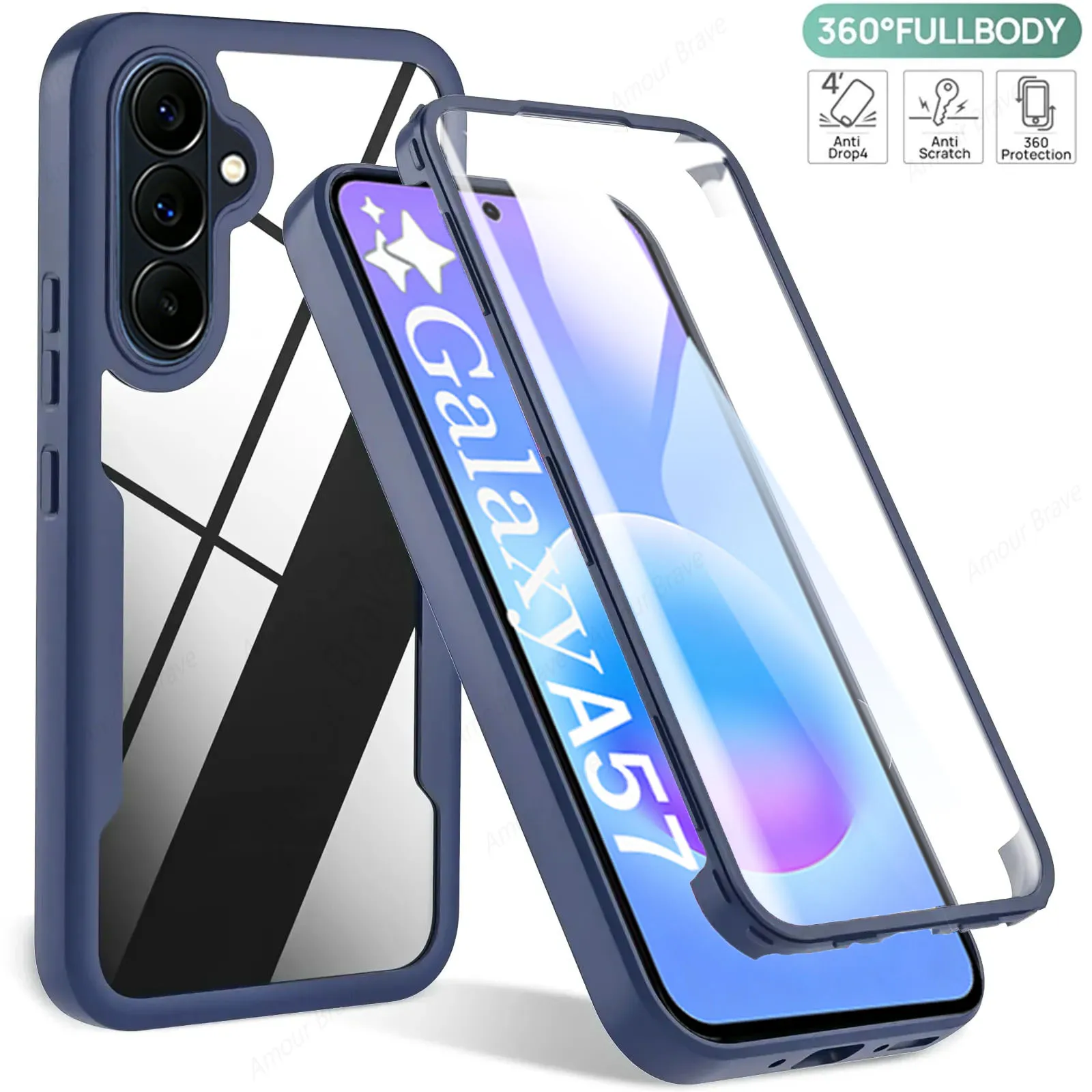 360-Degree Shockproof Clear Phone Case with Full Protection