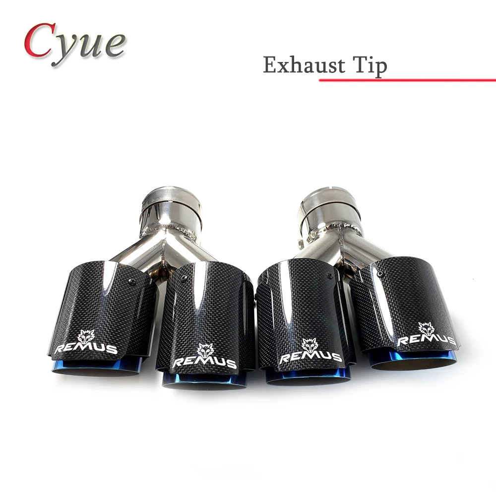 1PairLeftandRightCarModificationRemusUniversalDualBlueStainlessAutomobileExhaust