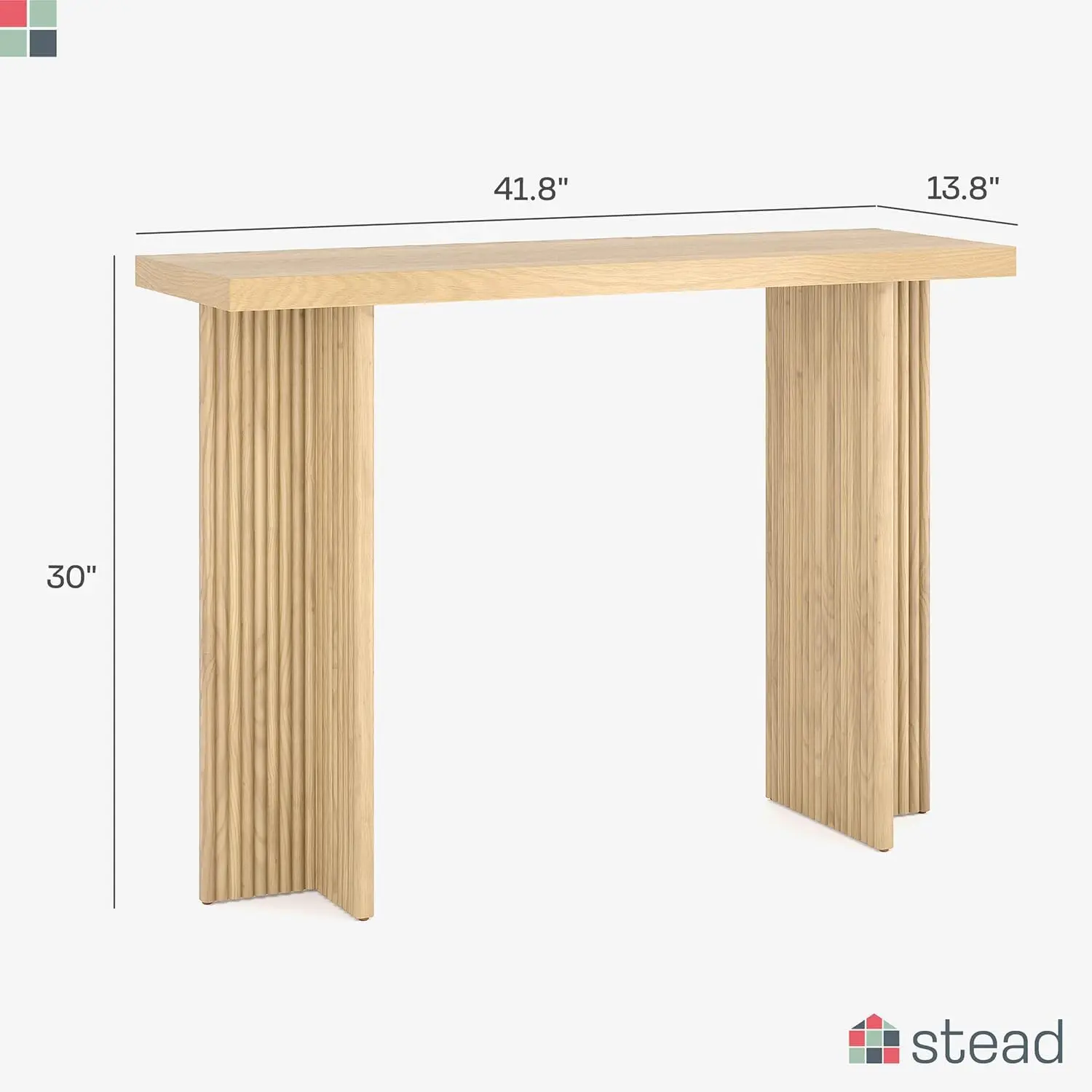 Fluted Console Table-Small Entry Table for Narrow Spaces-Living Room Furniture Solid Wood Entryway