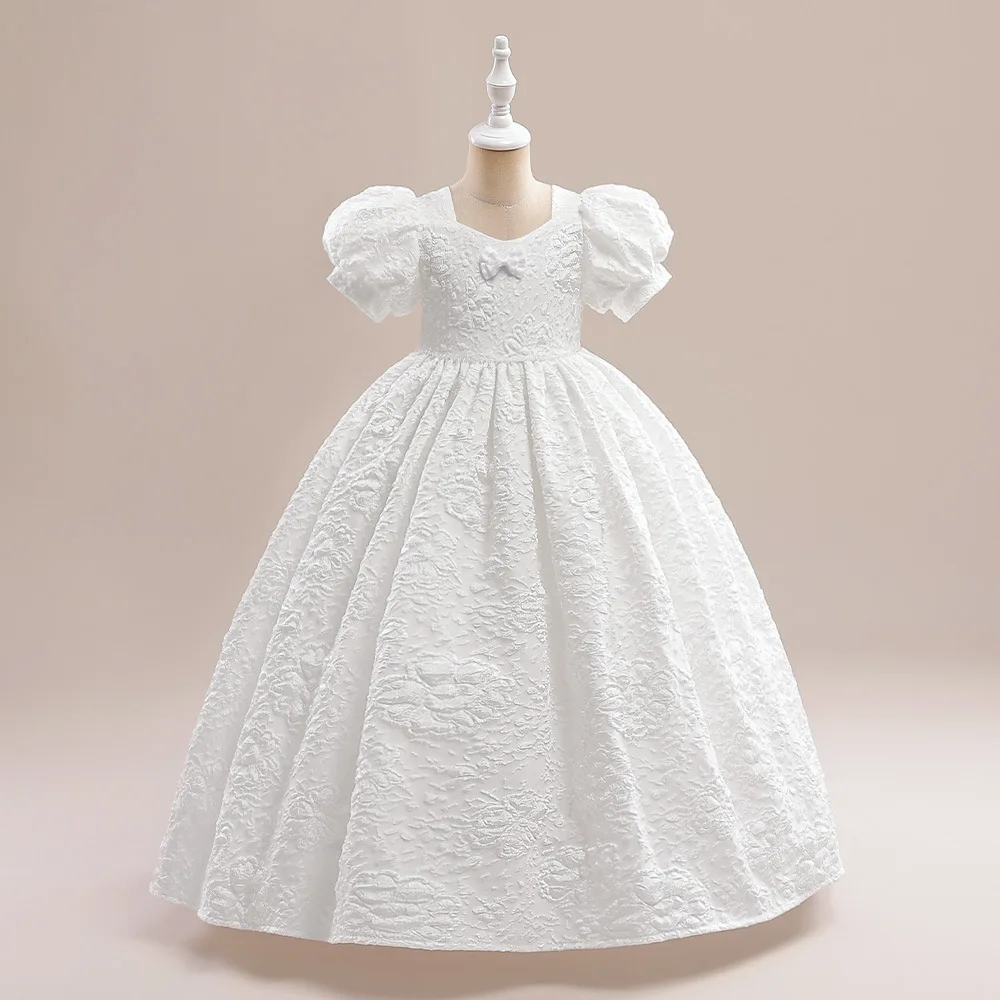 

New Arrival White Princess Ballgown Short Sleeves Wedding Guest Christmas New Year Party Gowns Prom Communion Dresses