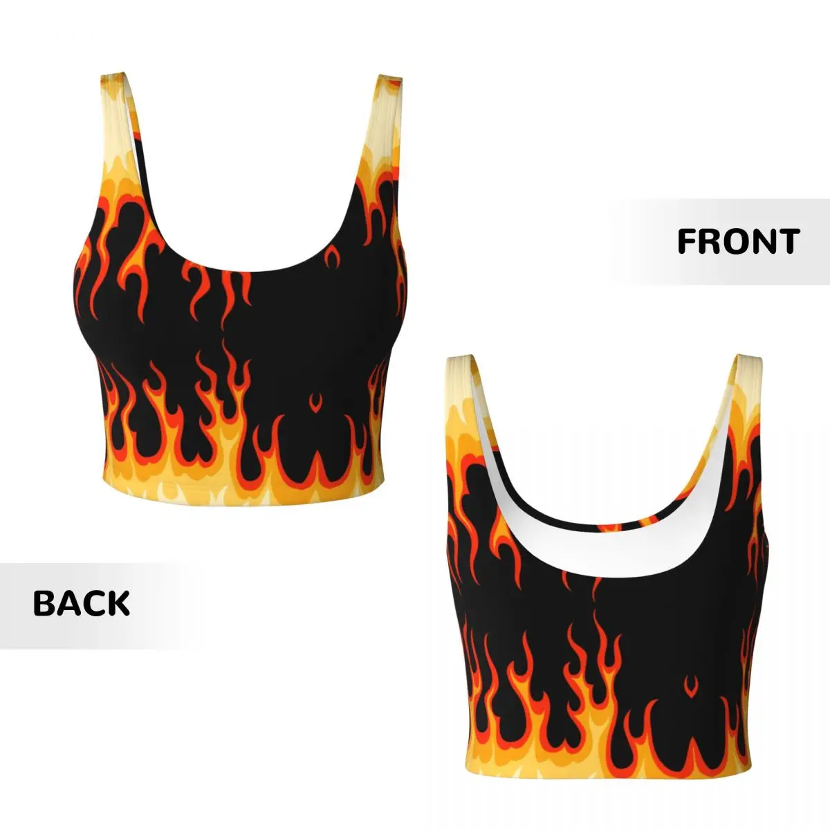 Women Workout Crop Tank Tops Racing Flames