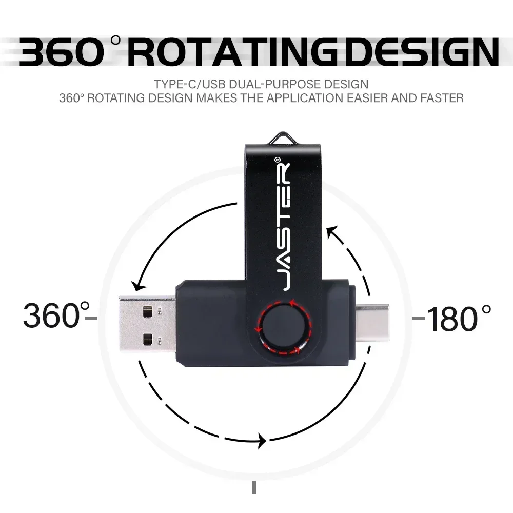 Jaster-otg Unidade Flash Usb Pen Drive Usb Tipo-c Disco u Portátil Logotipo Personalizado Rotativo 16gb 32gb 64gb 128gb 10 Pcs por Lote - Imagem 5