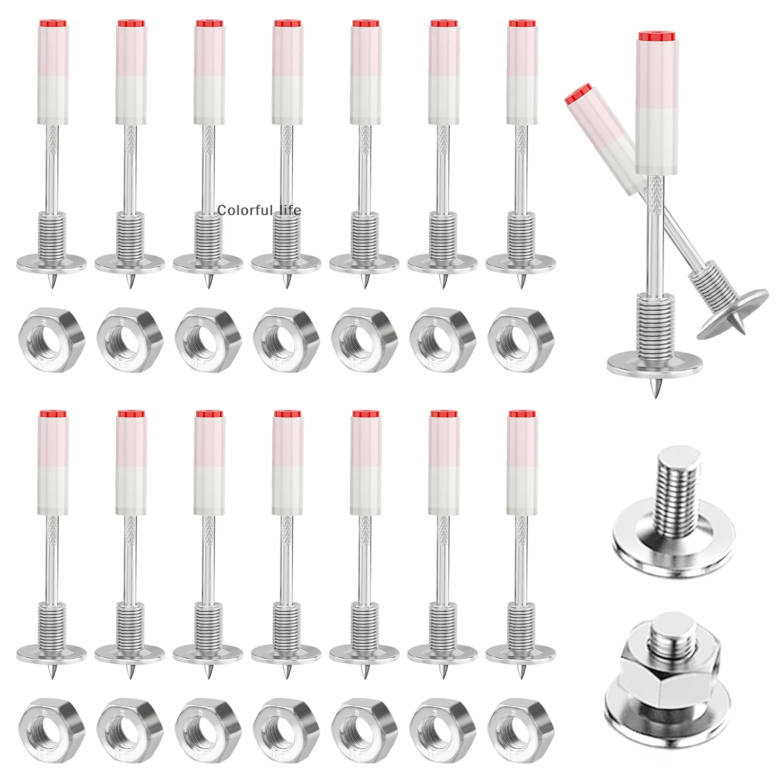 100pcs 7.3mm Diameter 42mm Extra Long Concrete Nails Gun Rivet Multi-Purpose Nail M8 Screw Nut Nails For Manual Steel Nail Gun