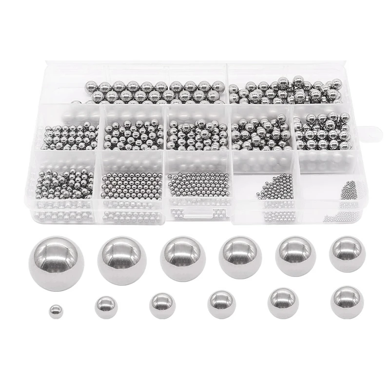 

600 Pcs 12 Size Stainless Steel Precision Steel Balls 1-8Mm Metric Bicycle Bearing Balls Assortment Kit Mixing Balls