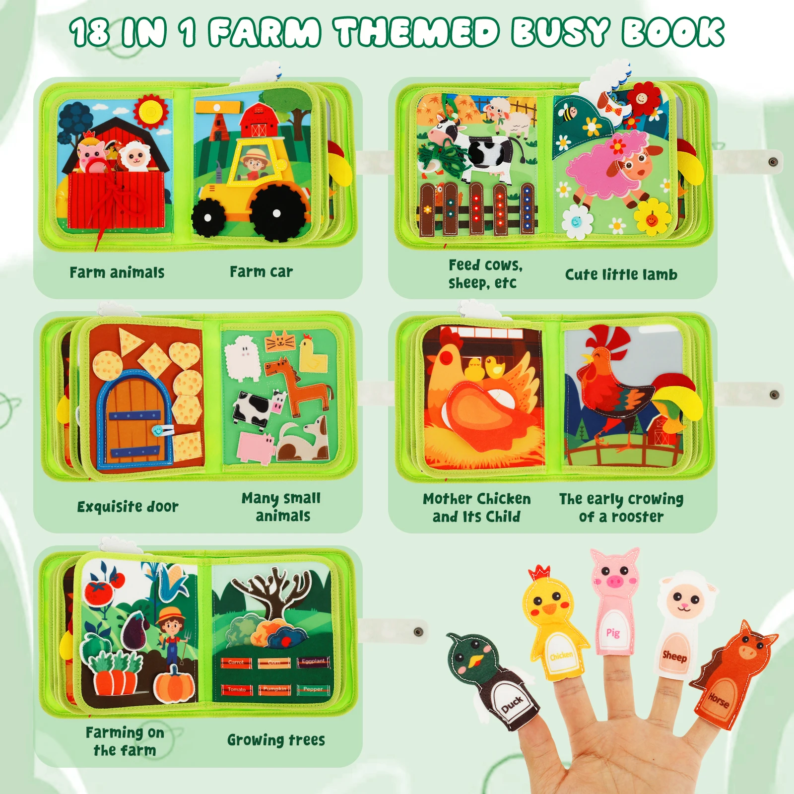 Baby Felt Books Educational Sensory Toy Animals Sensory Books Early Development Interactive Quiet Educational Toy felt board play set