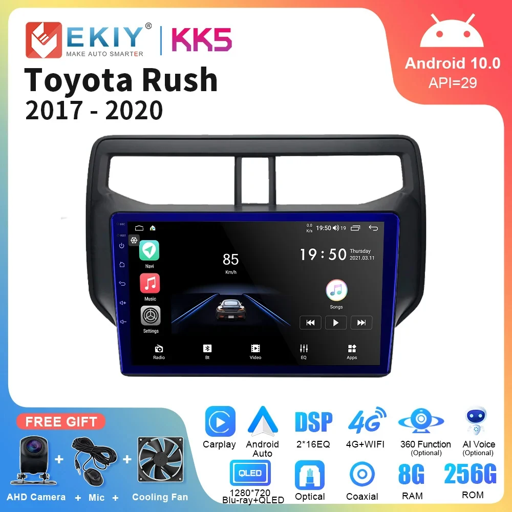 

EKIY KK5 Android 10 QLED Autoradio 2Din For Toyota Rush 2017 - 2020 Car Radio Carplay Auto GPS DSP Multimedia Stereo FM 1280*720