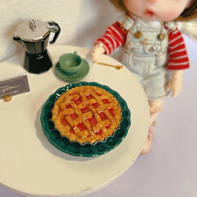 1Pcs 1/12 Dollhouse Accessories Miniatures Apple Pie Mini Pizza Food Model Toy for Doll House Decoration 4