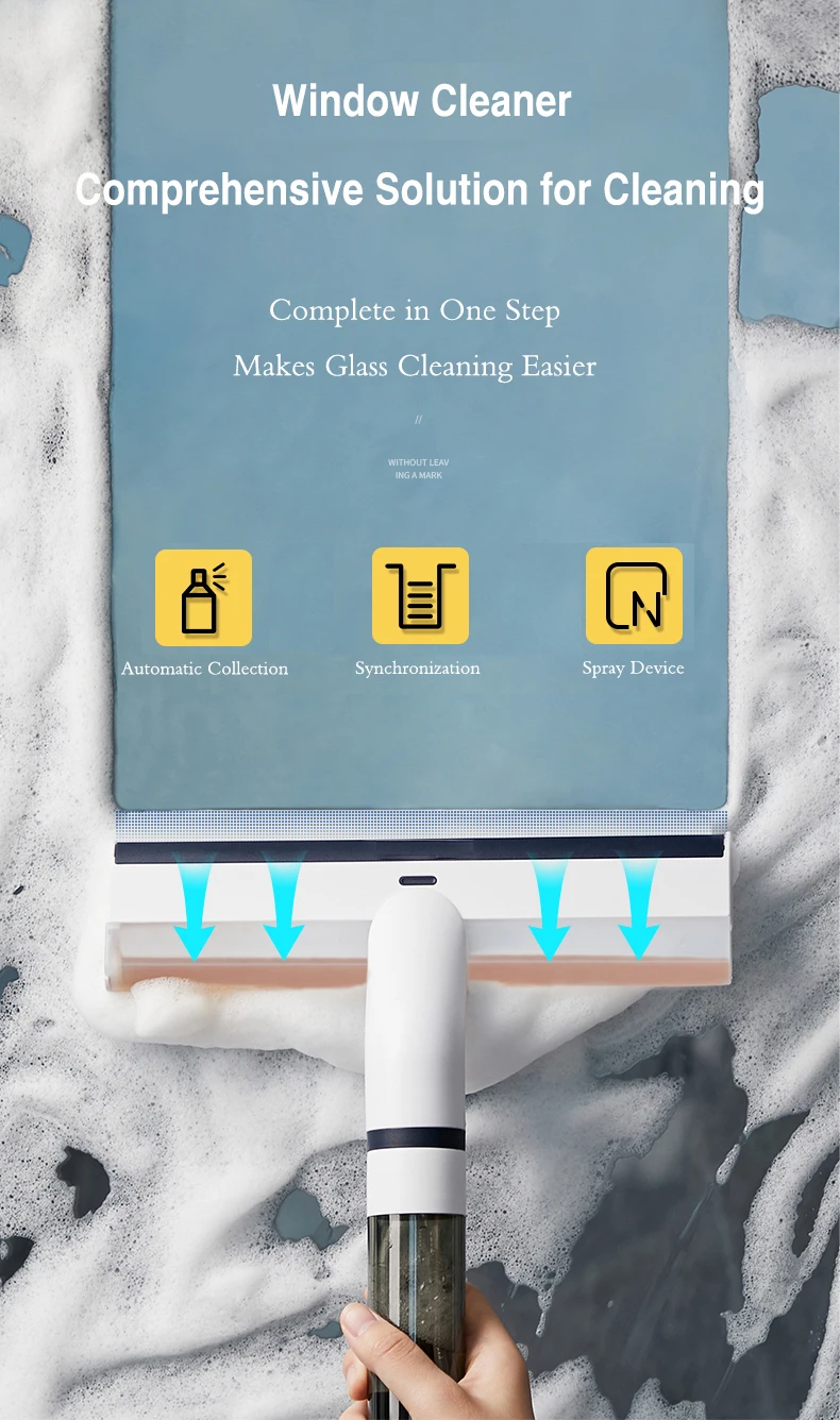 Efficient Window Squeegee with Spray and Water Collection