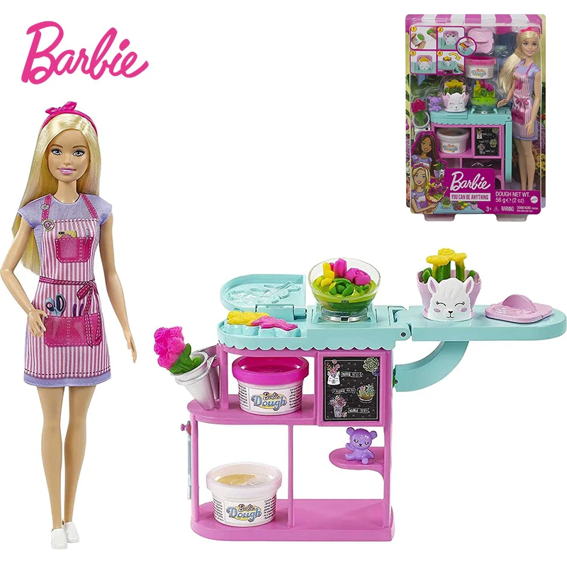 

Barbie Original Florist Playset Doll 12Inch Blonde Barbies Dolls Flower-Making Station Toys Set Children Interactive Gifts GTN58