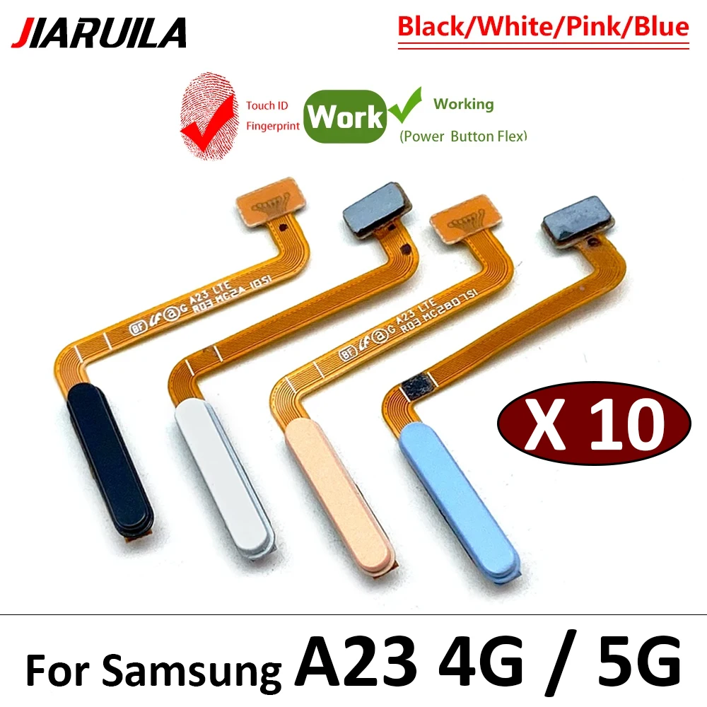 

10Pcs, For Samsung A23 4G 5G A235F A236 A236B Fingerprint Sensor Home Return Key Menu Button Flex Ribbon Cable