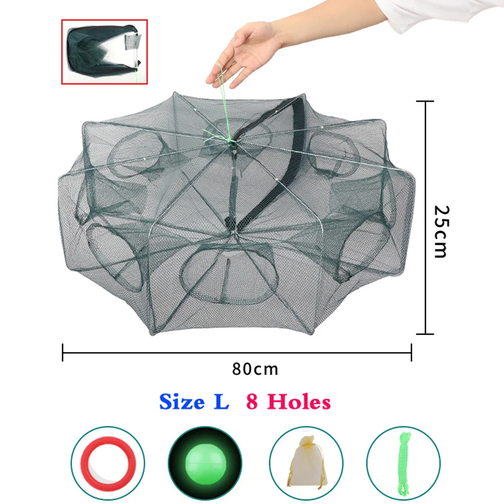 Enhanced Fishing Net with Automatic Folding Trap Mechanism for Crayfish, Crab, Shrimp, and Smelt