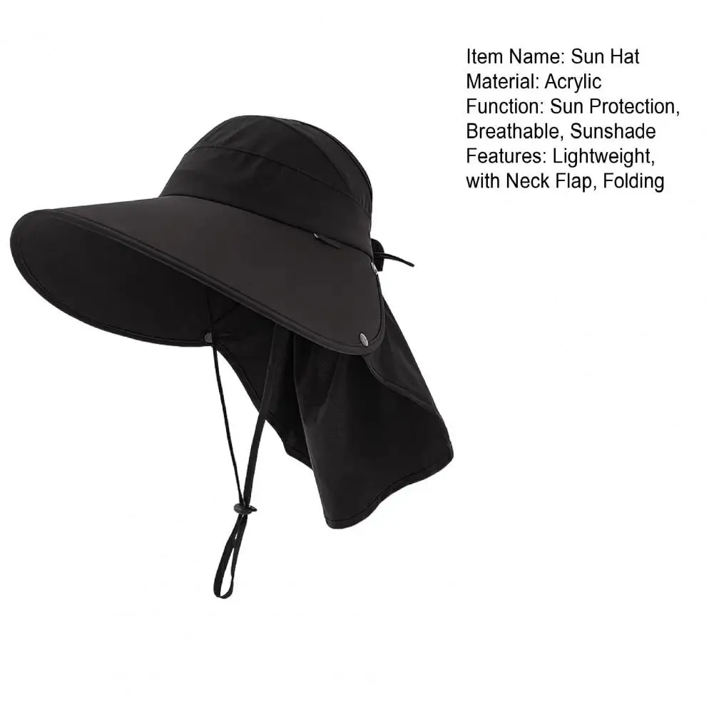 13cm Women UV Protection Hat With Neck Flap Breathable Summer UPF 50+ Wide Brim Hat Outdoor Beach Hiking Fishing Hollow Top