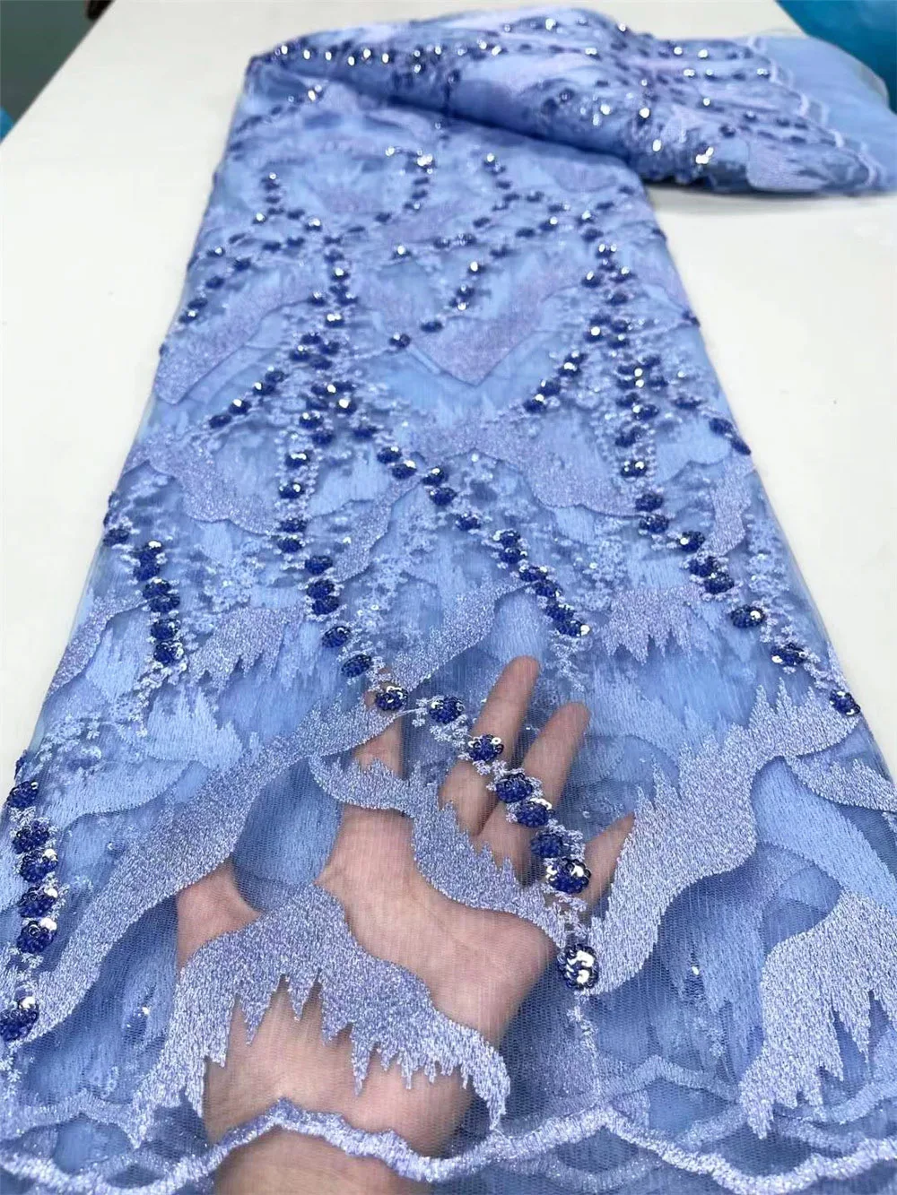 

Ulifelace Little Stretch Color Sequins High Quality Mesh Net Lace With Liner Lurex Embroidery African inspired Fabric F4107