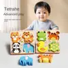 4 in 1 3D Wooden Puzzles Educational Cartoon Wooden Puzzle Toy Intelligence High Quality Wooden Rainbow Blocks Puzzle Baby 5
