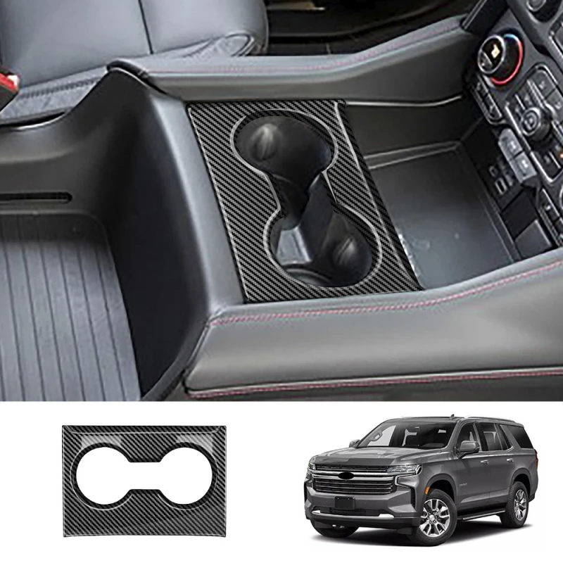 

For chevrolet suburban 2023 2024 ABS Carbon Fiber Stripe Center Console Panel Sticker Gear Shift Water Cup Holder Central Cover