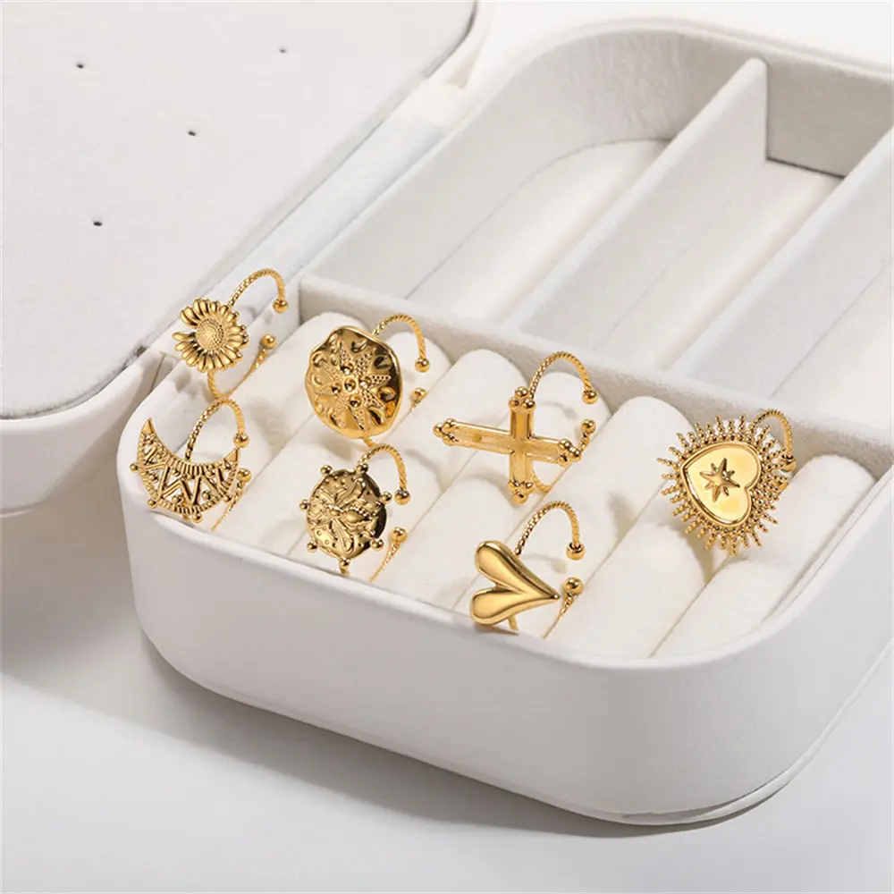 Retro Punk Cross Queen Bee Crown Heart Stainless Rings For Men Hipster Geometric Moon Daisy Rings Party Women Jewelry cross jewelry cross rings womens ring finger rings jewelry rings ring jewelry
