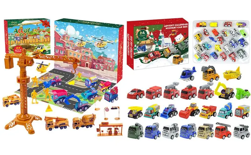 

24Pcs Truck Car Engineering Vehicle Advent Calendars Christmas Countdown Cars Christmas Advent Calendar Car Gift Box For Kids