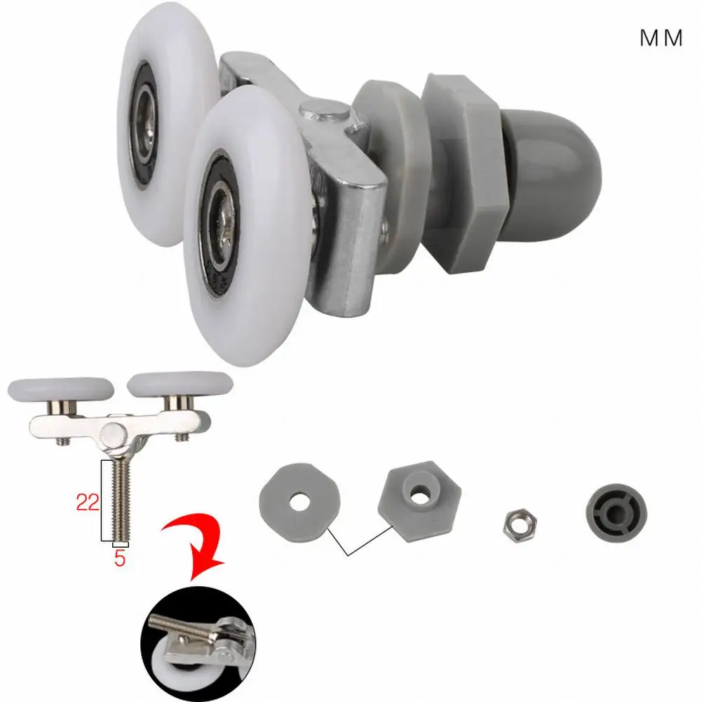 4pcs Shower Door Roller Pulleys Wheels Hanging Wheel Bathroom Sliding Glass Door Wheels19/23/25/27mm Dia Replacement Wheels
