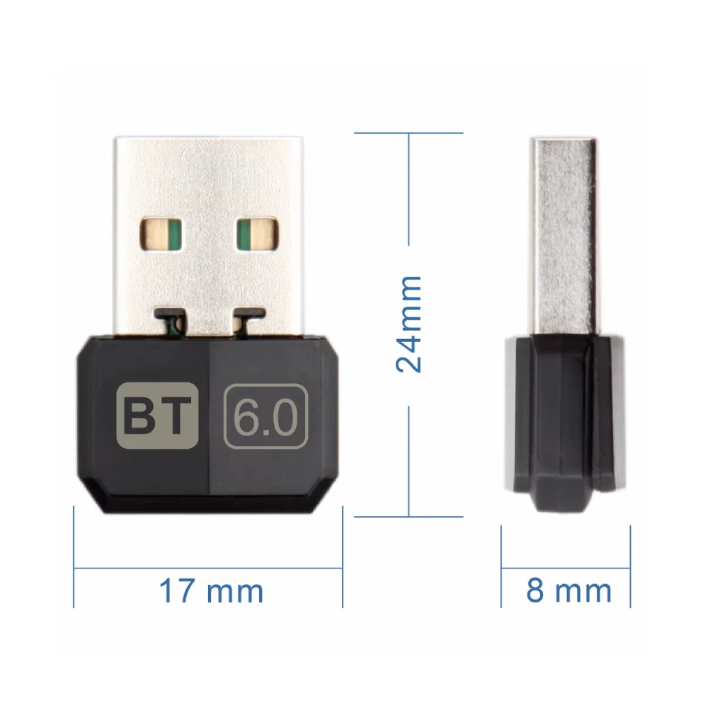 KEBIDUMEI USB 블루투스 6.0 어댑터 BT6.0 동글 PC용 무선 마우스 키보드 음악 오디오 수신기 USB 송신기 드라이버 무료