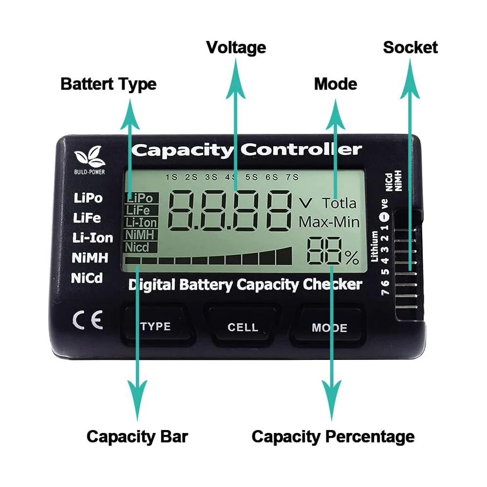 RC CellMeter-7 Digital Battery Capacity Checker LiPo LiFe Li-ion NiMH Nicd battery capacity checker