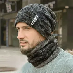 Fashion Female Male Neck Warm Solid Color Plush Bib Thicking With Thick Fleece Bib Cap Plush Hats Hat Bib Sets Hat Collar Sets