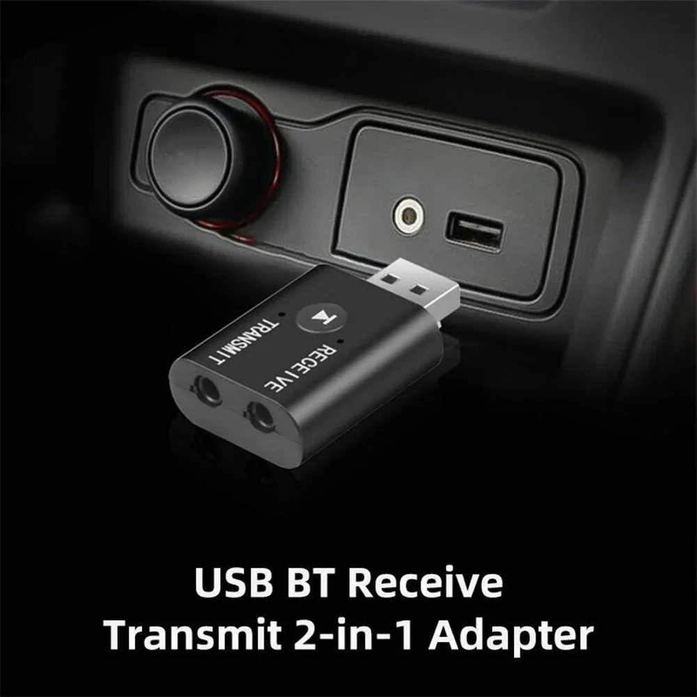 BT 5.0 Transmitter Receiver 2IN1 Wireless Audio 3.5mm USB Aux Adapter Car HIFI Audio Wireless Audio Receiver 42*25*11mm