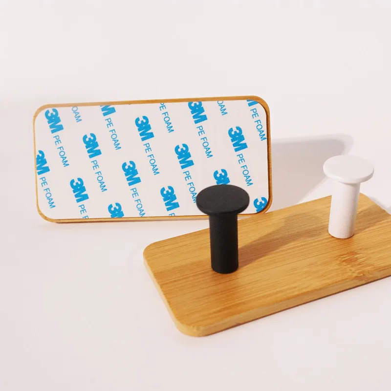 New Wall Wood Hook Decorative Coat Cloth Hanger Hook 3M Adhesive Bathroom Towel Robe Holder Rack Kitchen Gadgets Organizer Hook 3