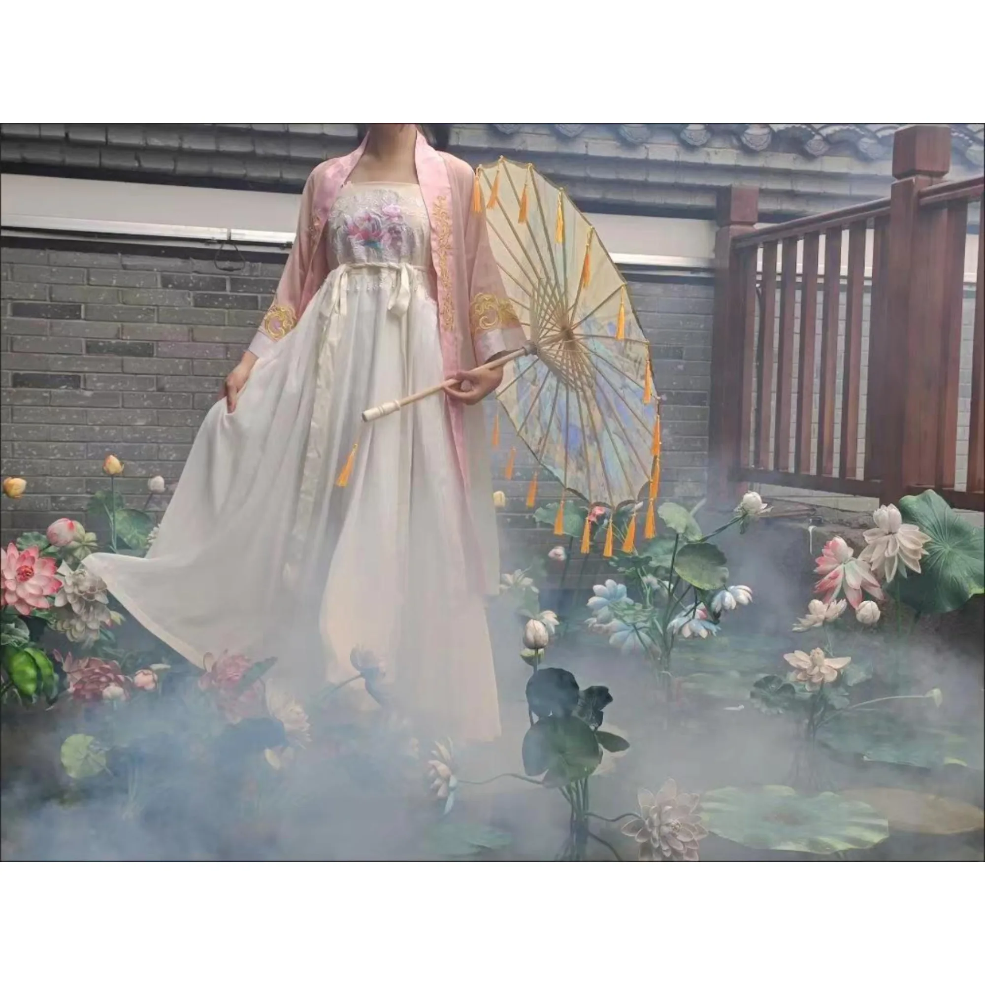 Sino Japanese Yarn Oil Paper Silk Fabric Fox Umbrella Clothing Ancient Chinese Princess Drama White Craft Cosplay Parasol 82cm