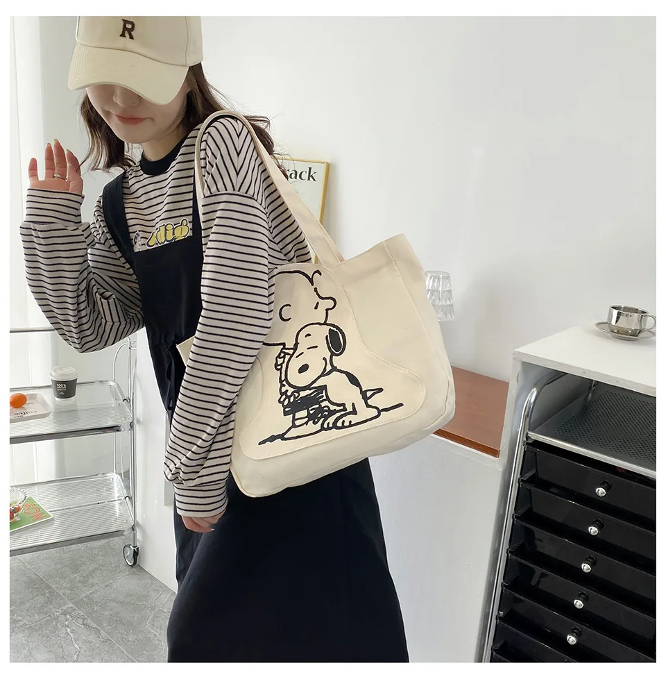 Authentische snoopy Woodstock Anime Frauen Handtasche große Kapazität  täglichen Artikel Aufbewahrung tasche Damen Casual Tote Reise Einkaufstasche