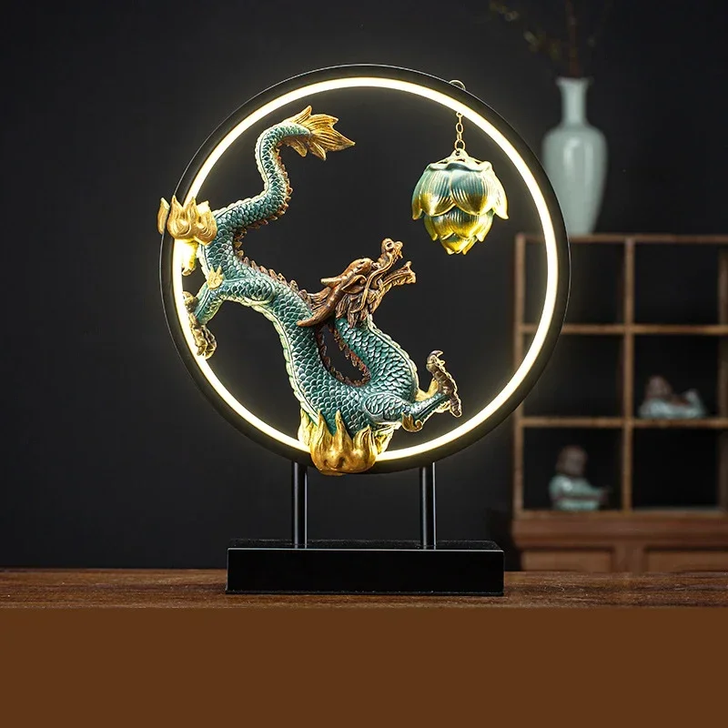 FY Zen 중국 스타일 역류 향 버너 드래곤 홈 장식 장식품, USB LED 원형 향 폭포 거치대