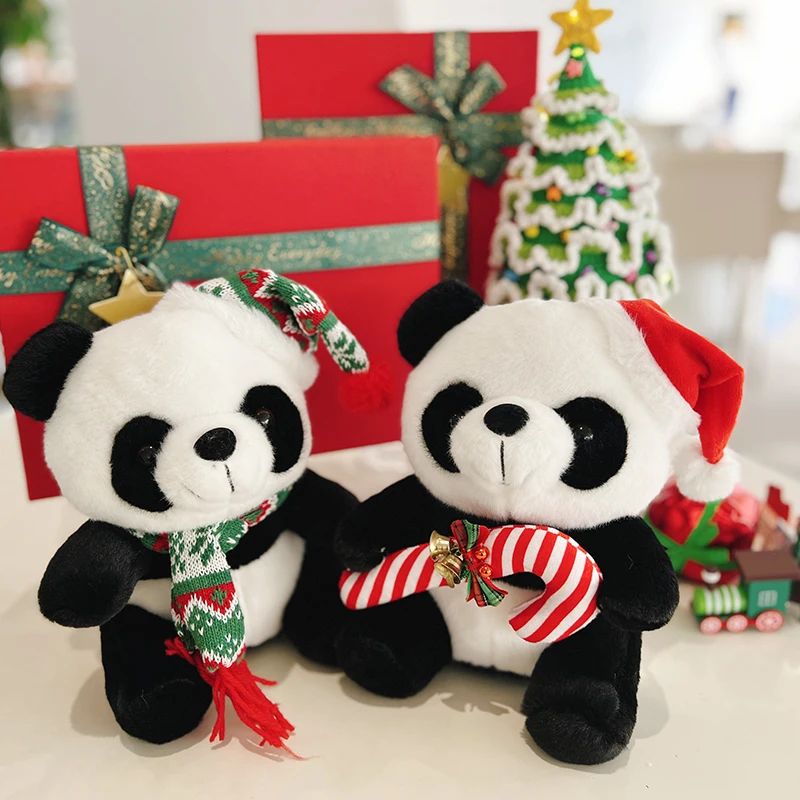 

Stuffed Panda Bear Christmas Panda Stuffed Animal Cuddly Cartoon Soft Panda With Christmas Outfit Christmas Present For kids