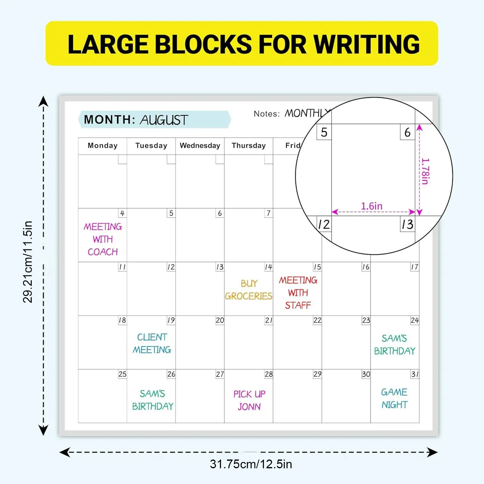 Erasable Large Wall Planner Calendar Reusable Wall Year Calendar Blank Undated Yearly Calendar Oversized Simplicity PlanCalendar