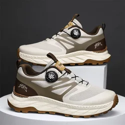 New Sport Walking Shoes Sneakers Men Swivel Automatic Buckle   Breathable Casual Mesh Shoes Male Comfortable Running Sneakers