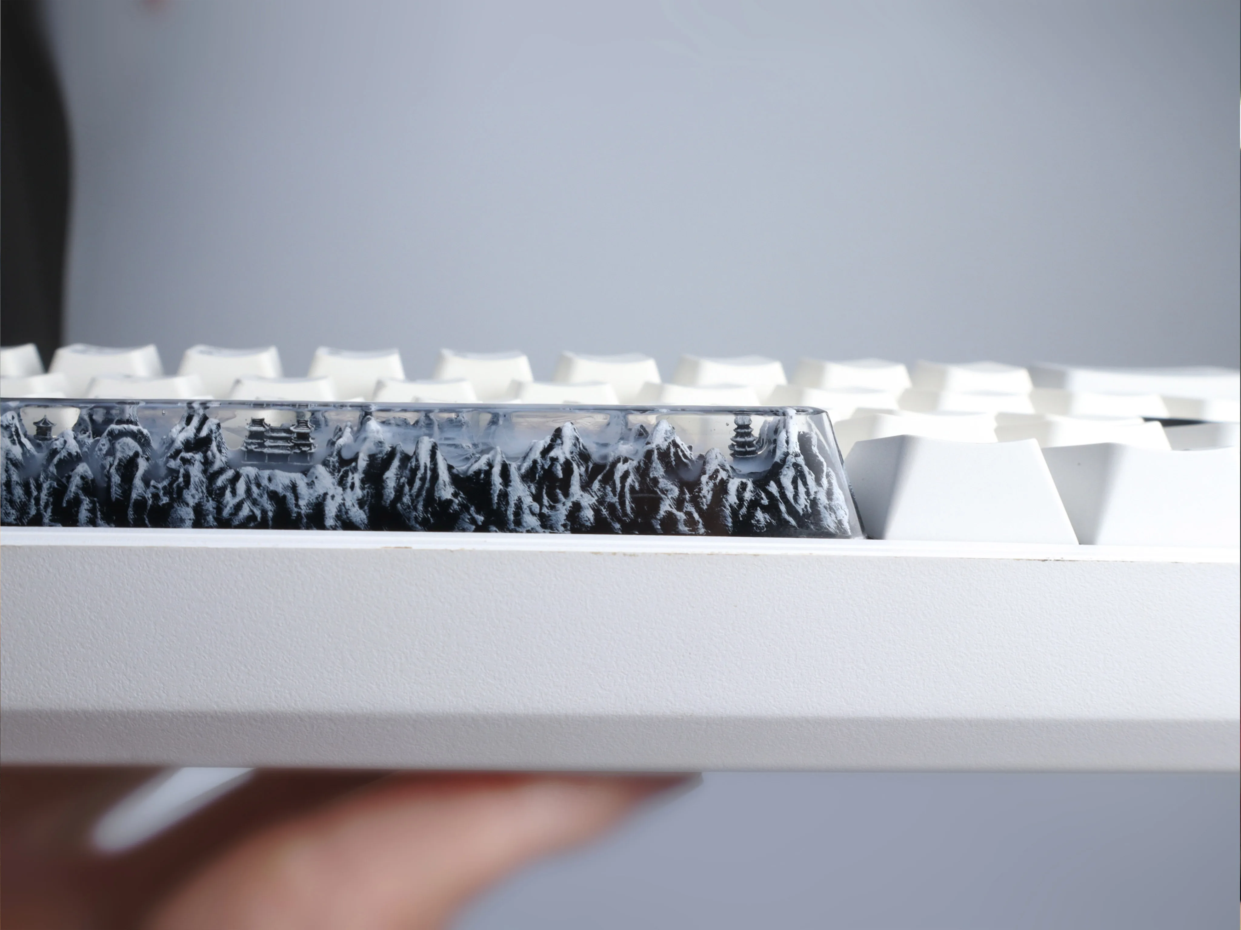 Backlit Paisagem Resina Keycaps Ink Space Bar Chave Eixo Cruz Teclado Mecânico Faça Você Mesmo Keycaps Alta Qualidade 6.25u 1pc - Imagem 5