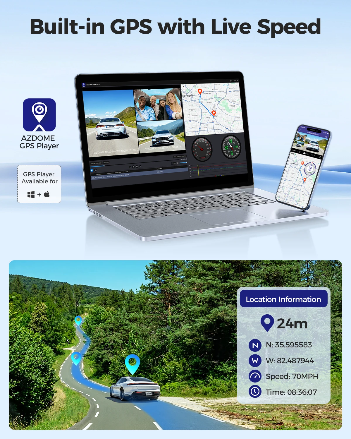 داش كام أزدوم M550 Pro ثلاثية العدسات 4K + ذاكرة 6...