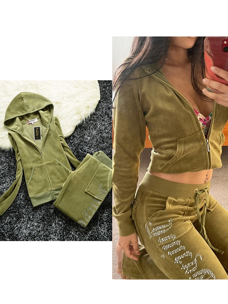 YICIYA Juicy Tracksuit Spring/Fall 2022 Women's Brand Velour Tracksuit Suit Women Velvet Zipper Sweatshirt And Pants Fat Sister