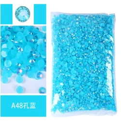 Vibrant Jelly AB Color FlatBack Resin Rhinestones for Nail Art and Garment Embellishment (Kong Lan AB)