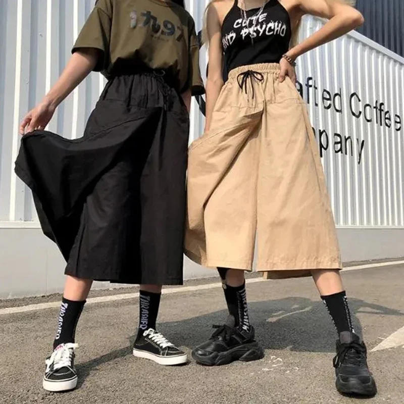 Vintage Long Skirt Women Elastic Waist  Cargo Pants Woman Fashion Streetwear Wide Leg Trousers Drop Shipping