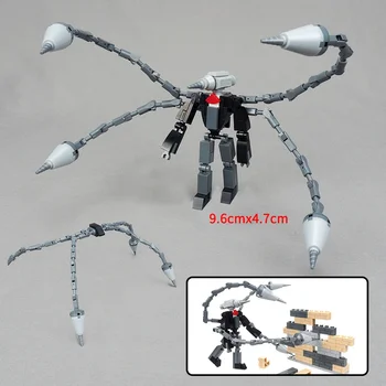 변기 다용도 드릴 머신 로봇 맨, 네 개의 드릴 암 맨 빌딩 블록 장면, 작은 입자 조립, 어린이 벽돌 장난감