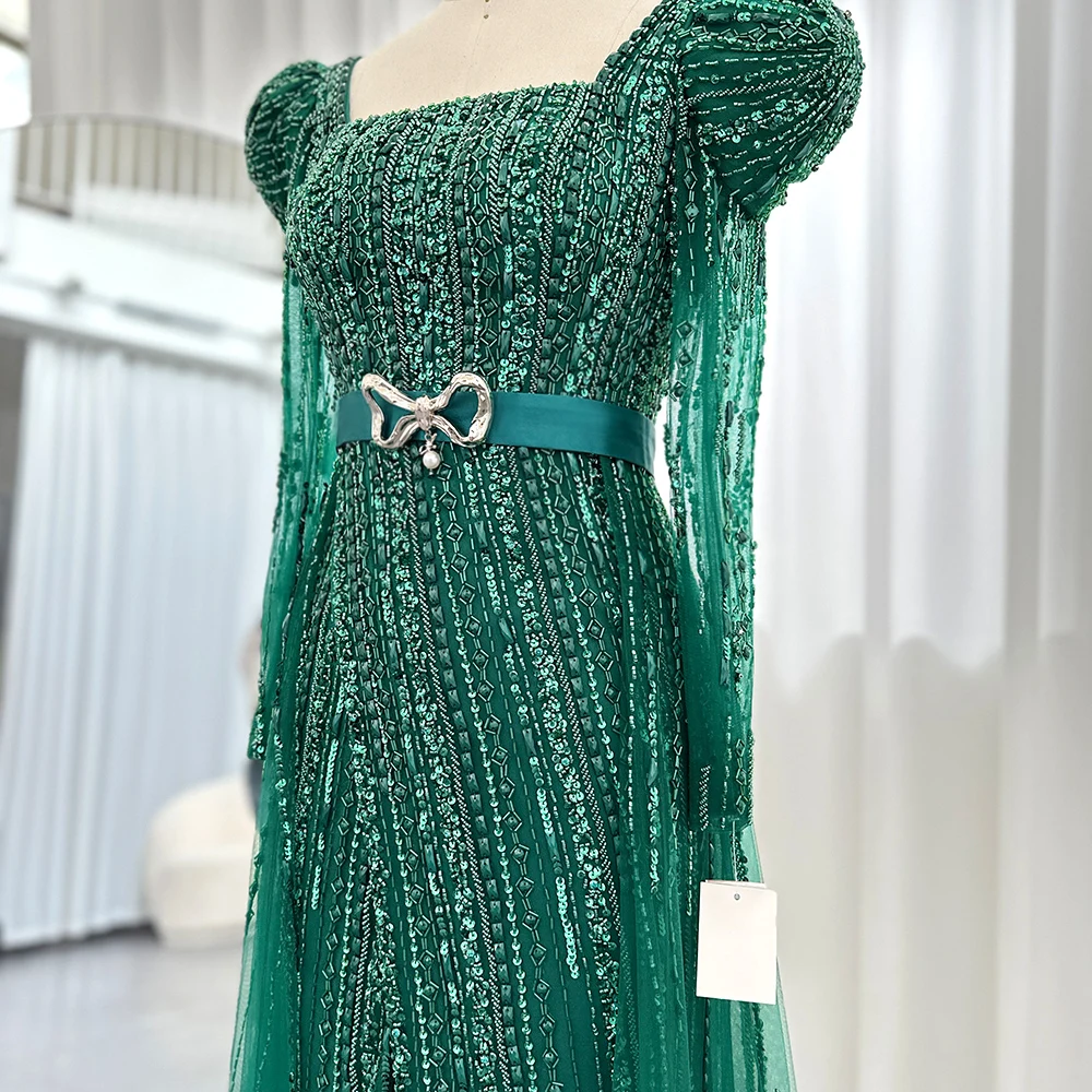 Sharon Said Luxury Dubai Fuchsia Evening Dress for Women Wedding Elegant Long Sleeve Overskirt Arabic Formal Party Gowns SS318