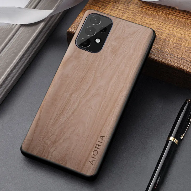 Elegant Wood Pattern PU Leather Phone Case - Lightweight and Unique Design