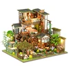 NEW DIY Wooden Miniature Model Kit Bamboo Spring Courtyard Construction Casa 3D Puzzle Dollhouse Home Decor for Friends Gifts 1