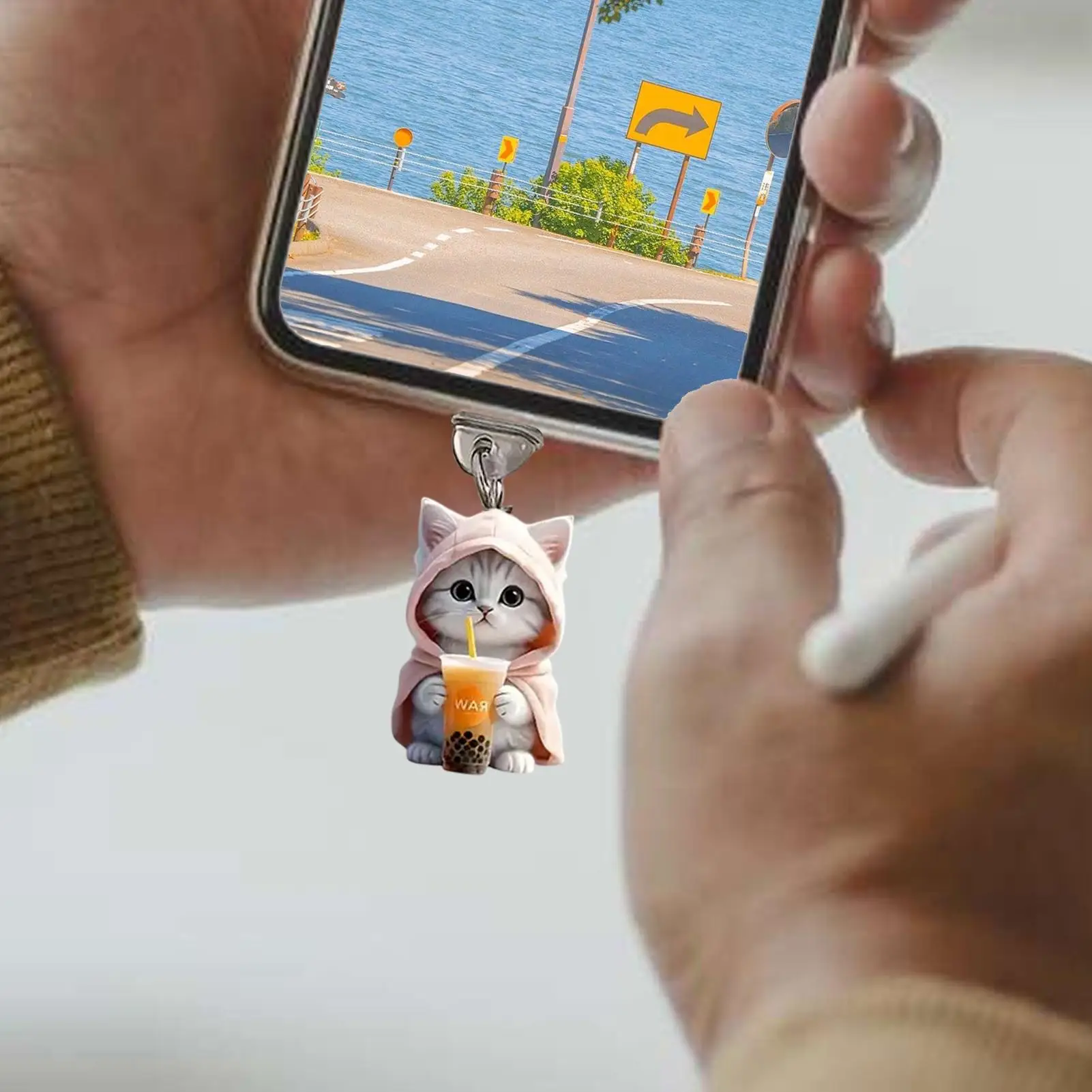 USB C 먼지 방지 플러그 휴대폰 먼지 방지 플러그 고양이 펜던트가 있는 충전 보호기 아이폰 및 안드로이드 타입-C 인터페이스용 먼지 방지 플러그