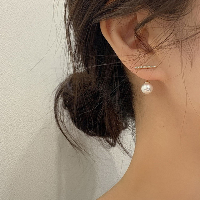 Geometric Simple Temperament Pearl Earrings Rhinestones Women's Gift Earrings Fashion Jewelry bijoux femme Gift