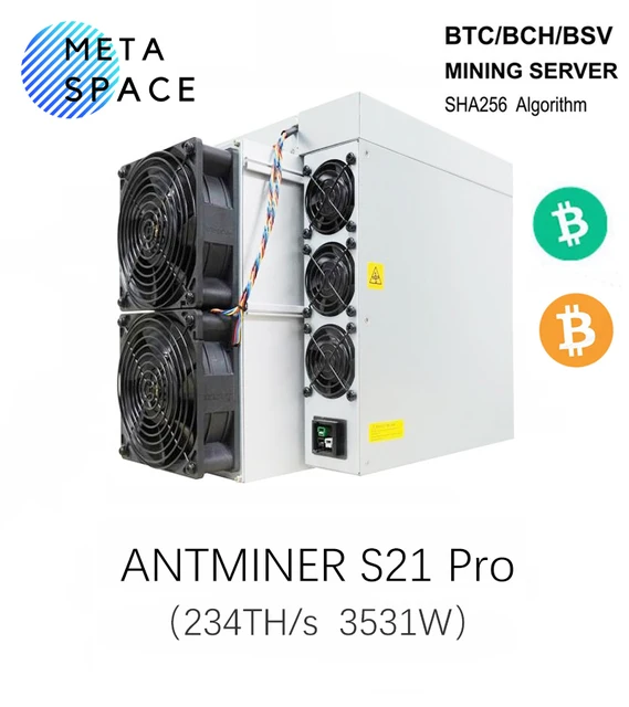 Новый Antminer S21 Pro 234TH/s 3531W BCH BTC Miner SHA-256 Bitcoin Miner Antminer S21pro BTC Mining Than Antminer S21 S19 pro S19 2