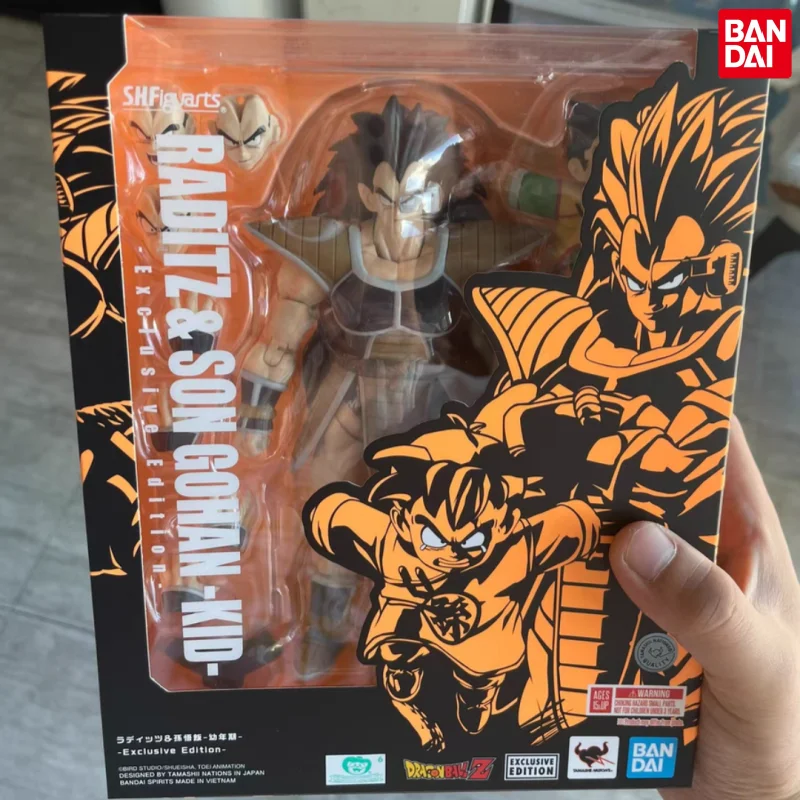 

Оригинальная фигурка Bandai Shf Raditz And Son Gohan из аниме «Драконий жемчуг», модель, украшение, статические коллекционные игрушки, рождественские подарки для детей